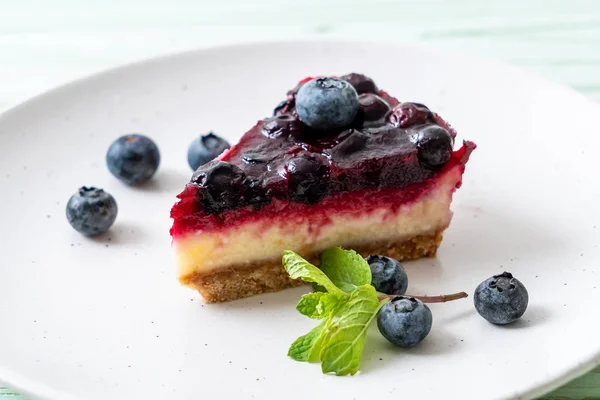 Homemade Blueberry Cheese Cake Wood Background — Stock Photo, Image