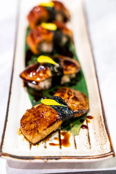 Foiegras Sushi Stil Alimentar Japonez — Fotografie, imagine de stoc