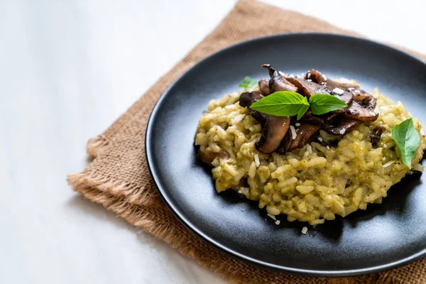 Homemade Mushroom Risotto Pesto Cheese — Stock Photo, Image