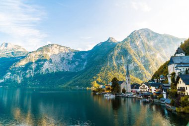 Avusturya Alpleri'nde, Salzkammergut bölge, Hallstatter gölde Hallstatt köyü Hallstatt, Avusturya