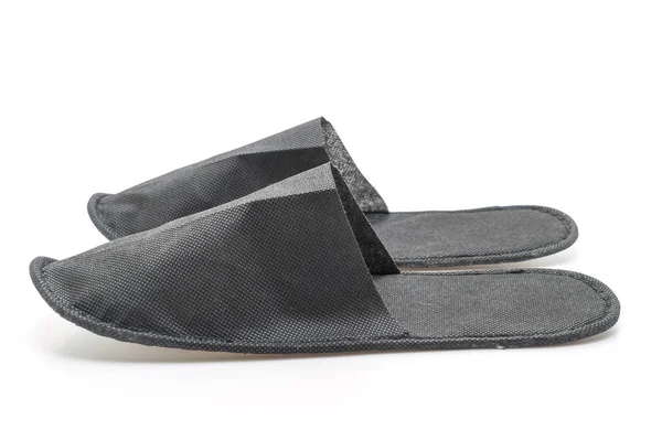 Zwarte Slipper Schoenen Geïsoleerd Witte Achtergrond — Stockfoto