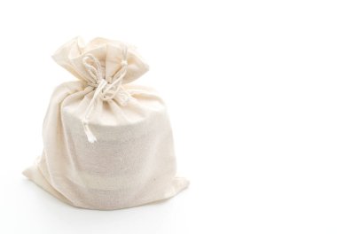 Beyaz arka planda beyaz kumaş çanta izole