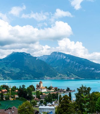Spiez Castle Thun Gölü İsviçre ile