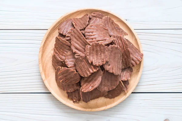 Potatischips Med Choklad Tallrik — Stockfoto