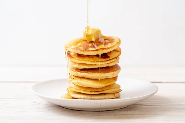 Pancakes Stack Butter Honey — Stock Photo, Image