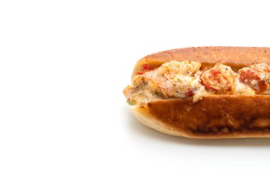 Ev yapımı ıstakoz rulo üzerinde izole beyaz arka plan