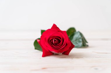 ahşap arka plan üzerinde kırmızı gül