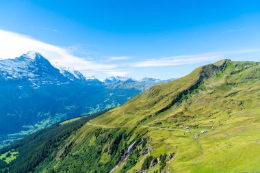Güzel Alps dağ Grindelwald, İsviçre mavi gökyüzü ile