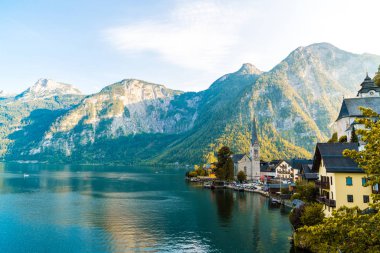 Avusturya Alpleri'nde, Salzkammergut bölge, Hallstatter gölde Hallstatt köyü Hallstatt, Avusturya