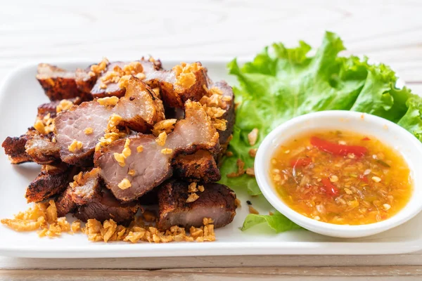 Fried Streaky Pork Crispy Pork Deep Fried Pork Belly Garlic — Stock Photo, Image