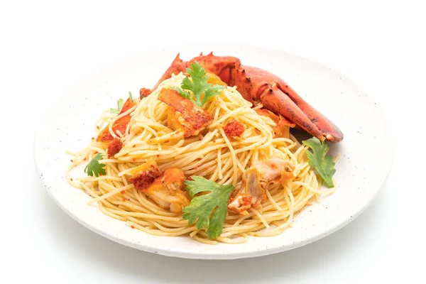 Tészta All Astice Vagy Homár Spagetti Olasz Élelmiszer Elszigetelt Fehér — Stock Fotó