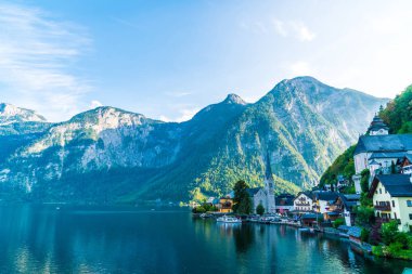 Avusturya Alpleri'nde, Salzkammergut bölge, Hallstatter gölde Hallstatt köyü Hallstatt, Avusturya
