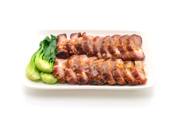 Roast Barbecue Red Pork Sauce Isolated White Background — Stock Photo, Image