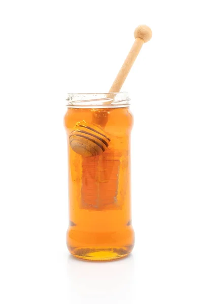 Honigglas Isoliert Auf Weißem Hintergrund — Stockfoto