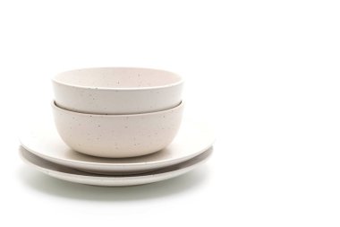 boş levha ve beyaz arka plan üzerinde izole kase