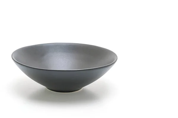 Empty Black Plate Bowl Isolated White Background — Stock Photo, Image