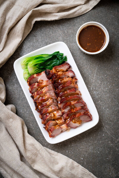 roast barbecue red pork  with sauce
