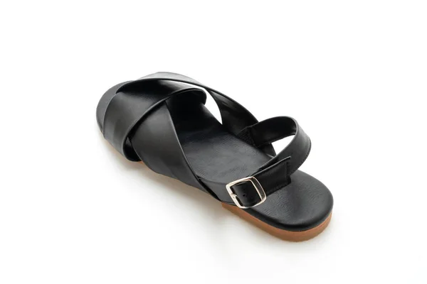 Sandalias Cuero Mujer Mujer Moda Con Slingback Aislado Sobre Fondo — Foto de Stock