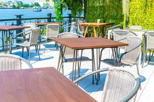 Lege Terras Tafel Stoel Restaurant Café — Stockfoto