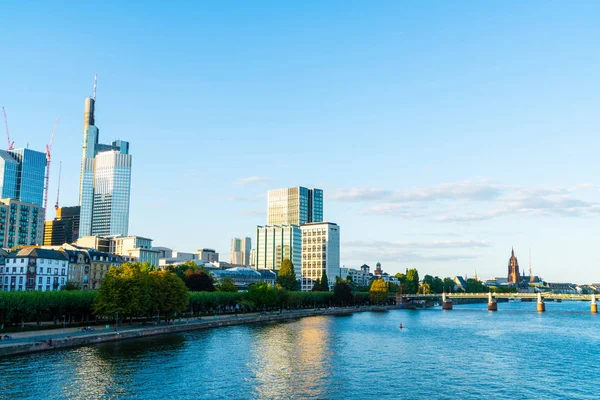 Frankfurt Main Skyline Twilight Hour — Stock Photo, Image