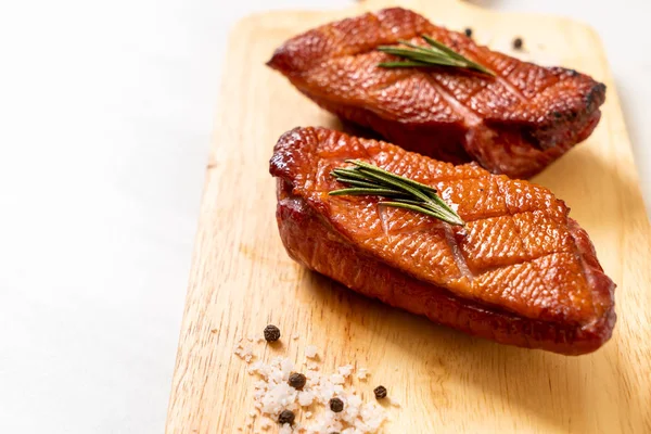 Grilled Duck Breast Wood Board — Stock Photo, Image