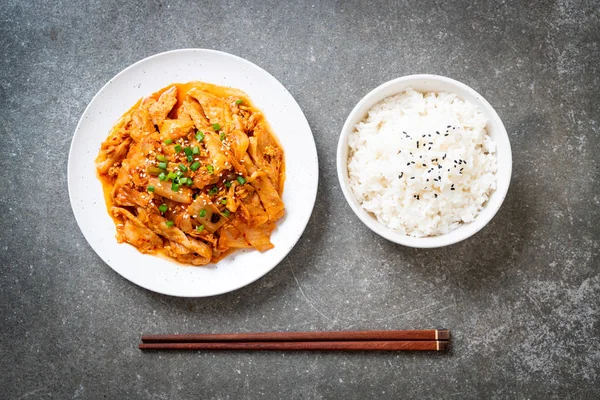Carne Cerdo Salteada Con Kimchi Estilo Coreano Comida —  Fotos de Stock