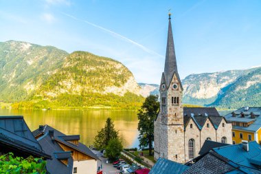 Avusturya Alpleri'nde, Salzkammergut bölge, Hallstatter gölde Hallstatt köyü Hallstatt, Avusturya