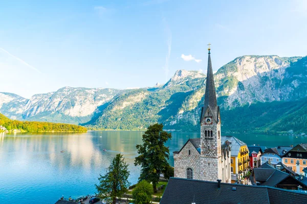 Avusturya Alpleri'nde, Salzkammergut bölge, Hallstatter gölde Hallstatt köyü Hallstatt, Avusturya