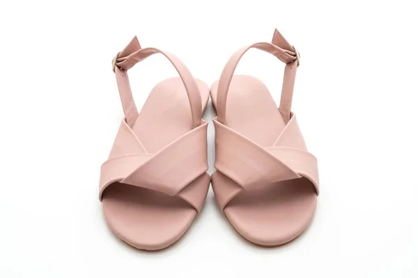 Sandalias Cuero Mujer Mujer Moda Con Slingback Aislado Sobre Fondo — Foto de Stock