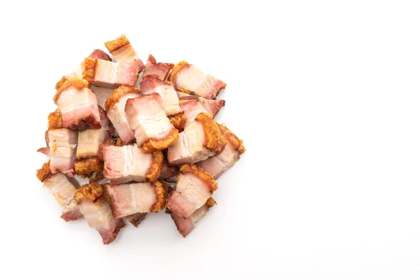 Barriga Porco Crocante Carne Porco Frita Profunda Isolada Fundo Branco — Fotografia de Stock