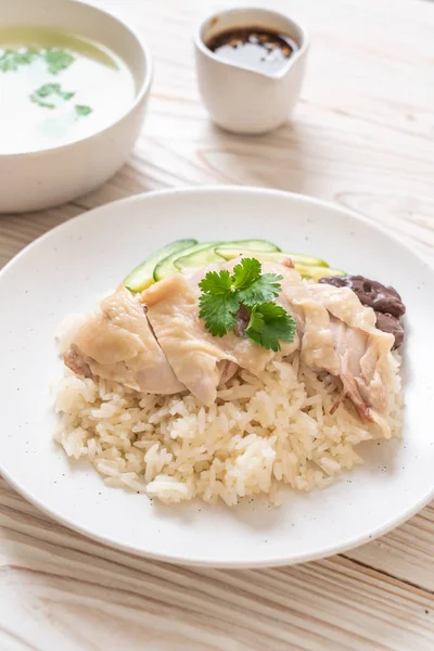 Hainanese Chicken Rice Steamed Chicken Rice Asian Food Style — Stock Photo, Image