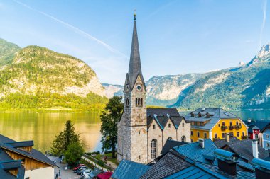 Avusturya Alpleri'nde, Salzkammergut bölge, Hallstatter gölde Hallstatt köyü Hallstatt, Avusturya