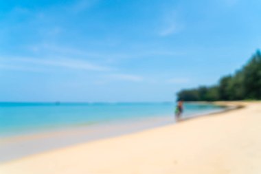 Soyut bulanıklık ve güzel tropikal plaj ve deniz paradise Island - tatil tatil kavramı defocus