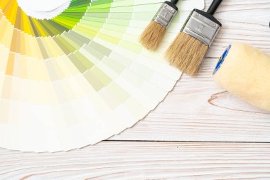 örnek Renkler pantone kataloğu veya renk örnekleri kitap boya rulo fırça ile renk