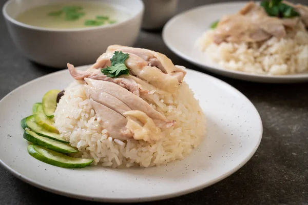 Hainanese Chicken Rice Steamed Chicken Rice Asian Food Style — Stock Photo, Image