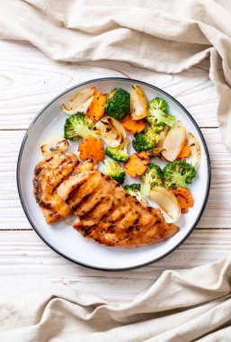 çukurunu tavuk göğsü biftek sebze (brokoli, havuç, soğan ile)