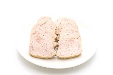 Domuz sosisi Vietnam dili veya Vietnamca beyaz arka plan üzerinde izole domuz buğulama