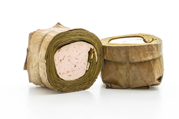 Schweinewurst Vietnamesisch Oder Vietnamesisch Gedämpftes Schweinefleisch Isoliert Auf Weißem Hintergrund — Stockfoto