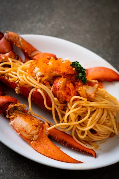 Lobster Spaghetti Shrimp Egg White Plate — Stock Photo, Image