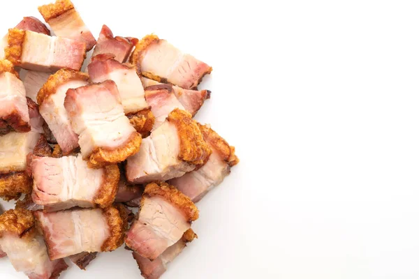 crispy pork belly or deep fried pork isolated on white background