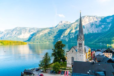 Avusturya Alpleri'nde, Salzkammergut bölge, Hallstatter gölde Hallstatt köyü Hallstatt, Avusturya