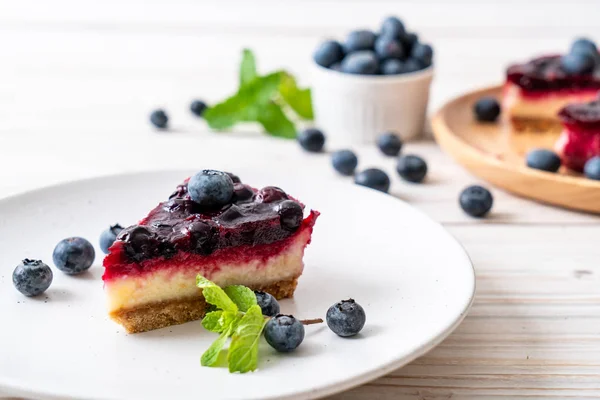 Homemade Blueberry Cheese Cake Wood Background — Stock Photo, Image