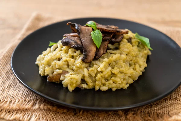 Homemade Mushroom Risotto Pesto Cheese — Stock Photo, Image