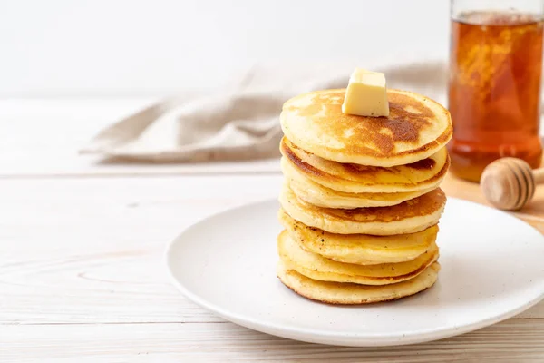 Pancakes Stack Butter Honey — Stock Photo, Image