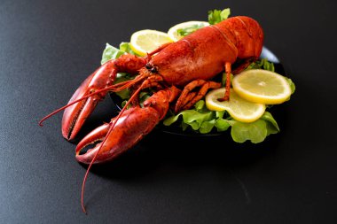 taze Haşlanmış istakoz sebze ve limon ile