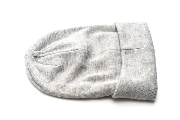 Grey Wool Hat Isolated White Background — Stock Photo, Image