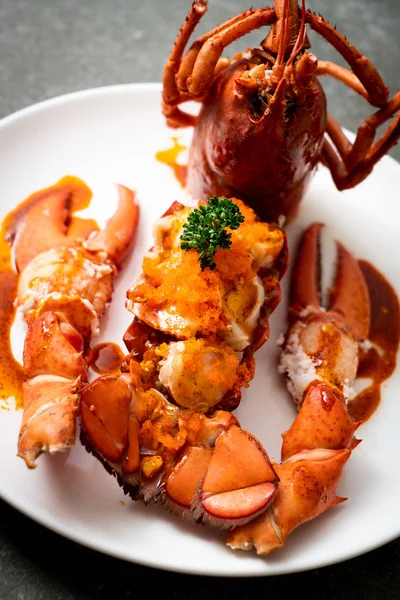 Lobster Tail Steak Sauce Shrimp Eggs Isolated White Background — Stock Photo, Image