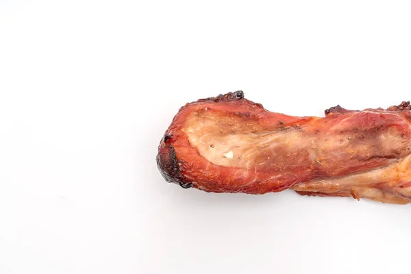 Carne Porco Assada Grelhada Vermelha Isolada Sobre Fundo Branco — Fotografia de Stock