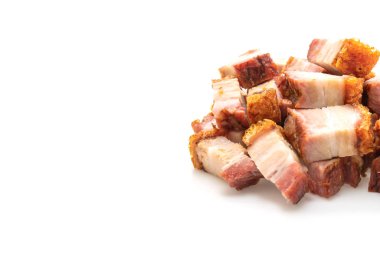 gevrek domuz eti veya beyaz arka plan üzerinde izole derin kızarmış domuz eti