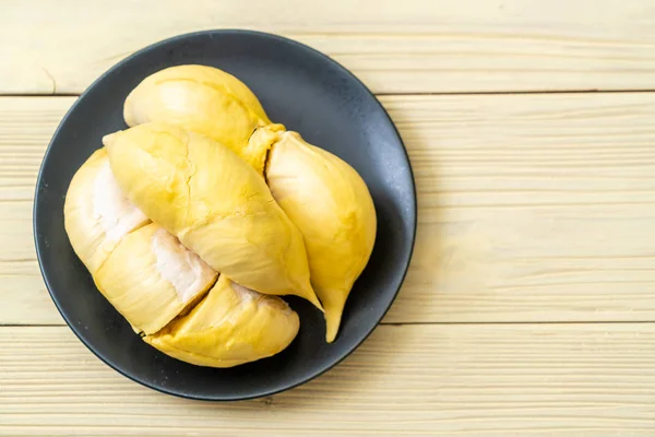Färsk Durian Frukt Trä Bakgrund — Stockfoto
